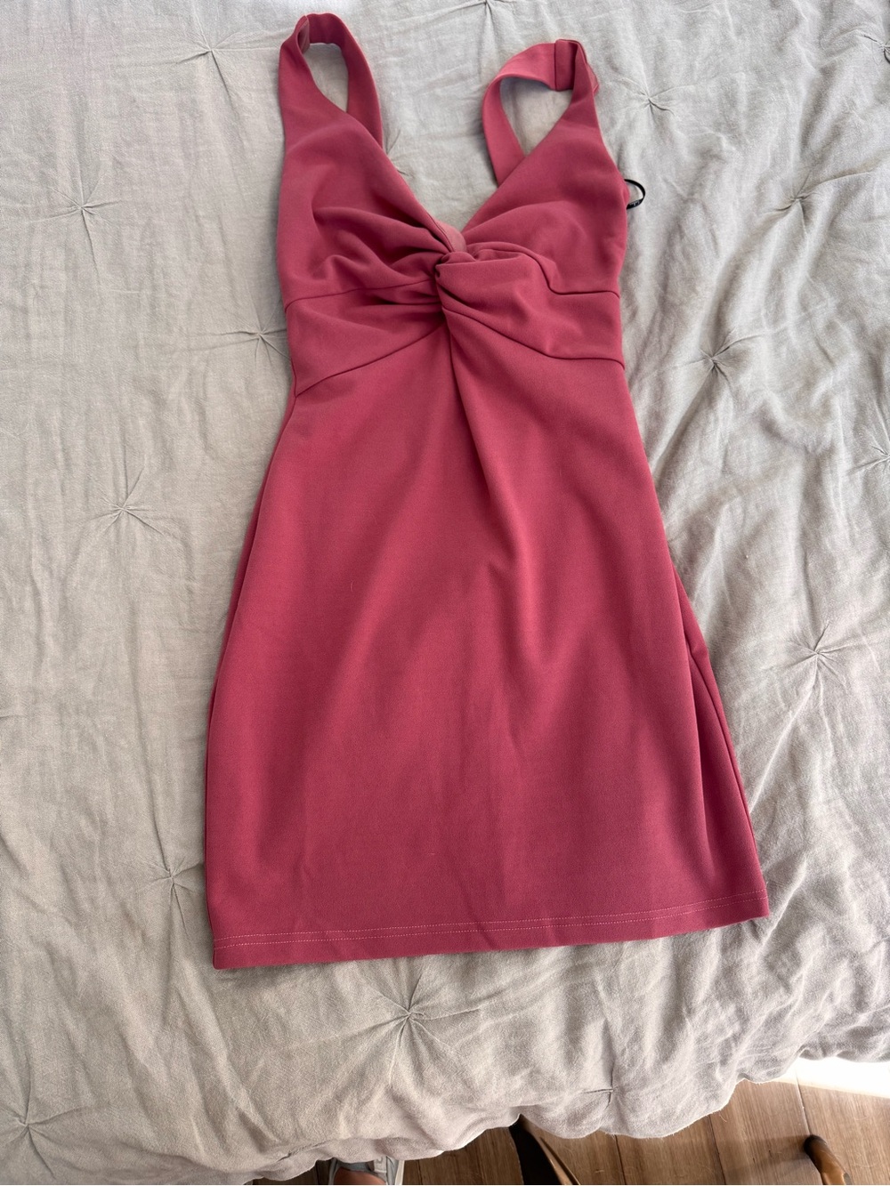 Lulu's Rose-Pink Twist-Front Mini Dress